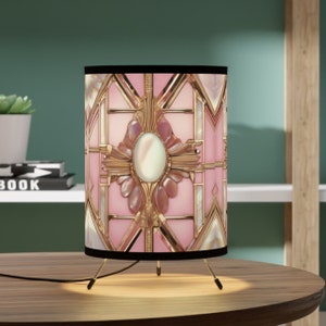 Art Deco Pink Black Table Lamp Art Deco Tripod Gatsby Retro Mid Century Old Hollywood Design