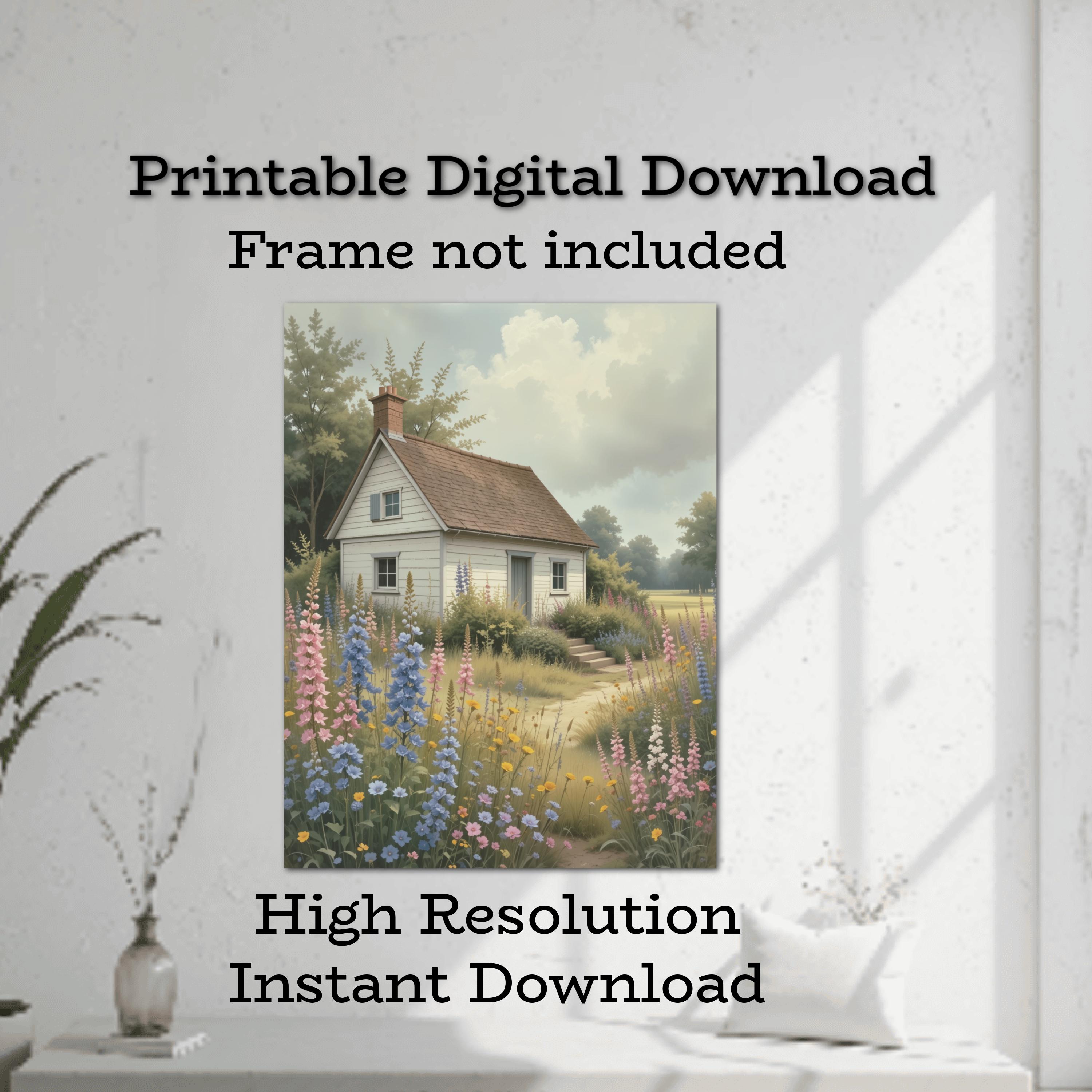 Cottage Garden Printable Wall Art Spring Summer Landscape Digital ...
