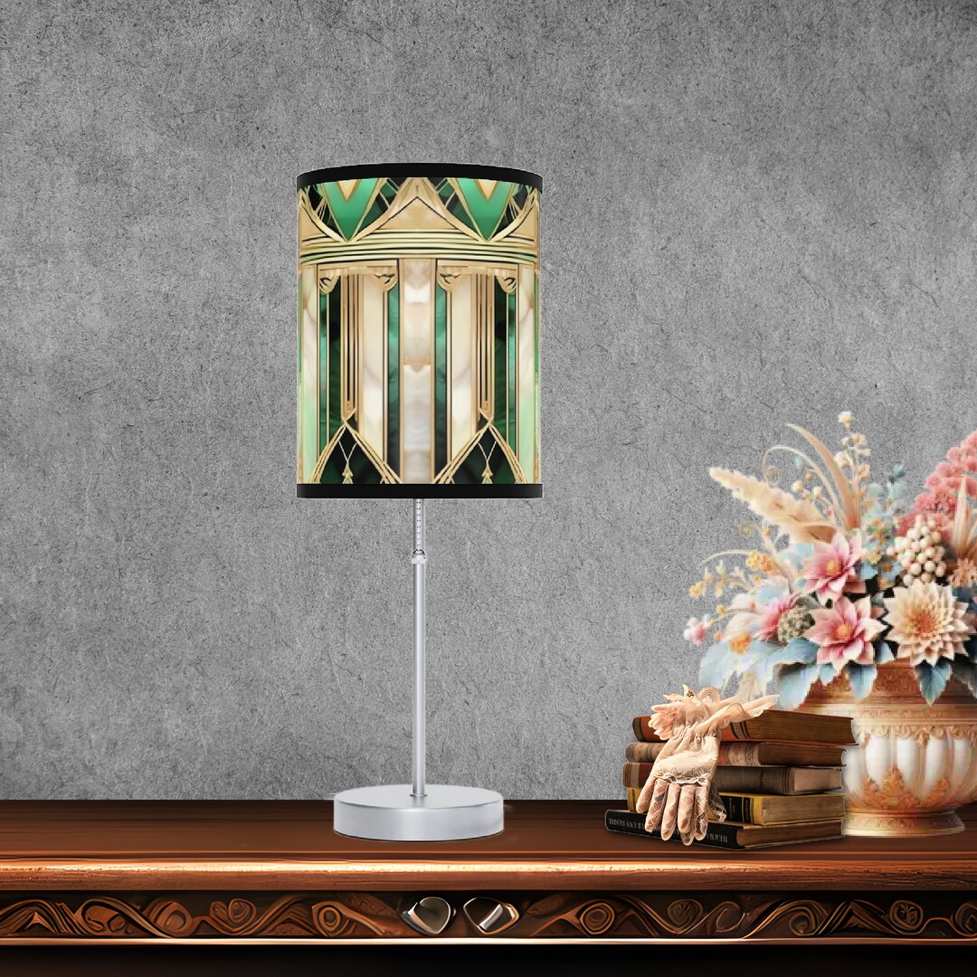 20 Inch Green Gold Art Deco Table Lamp Gastby Style Mid Century Home ...