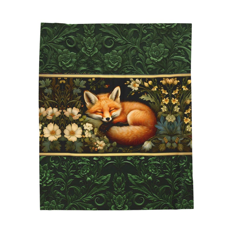 Autumn Fox Throw Soft Dark Cottagecore Blanket Sofa Couch William