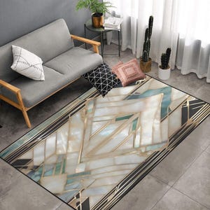 Silver Gray Gold Area Rug Art Deco Gatsby Non Slip Carpet Bedroom Living Room Rug Indoor Carpet Home Decor