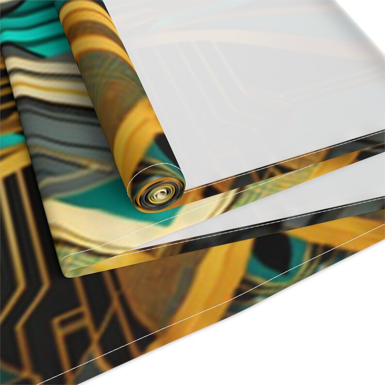 Teal Gold Black Art Deco Table Runner Cloth Black Gold Gatsby 1920s ...