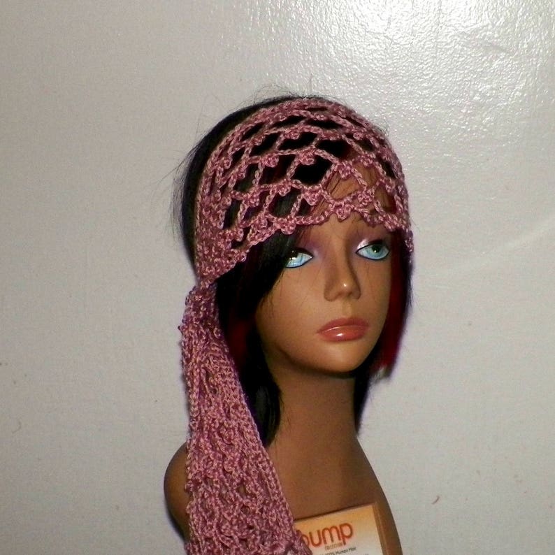 Hippie Headband Pink Festival Irish Lace Long Scarf Hair Band Etsy