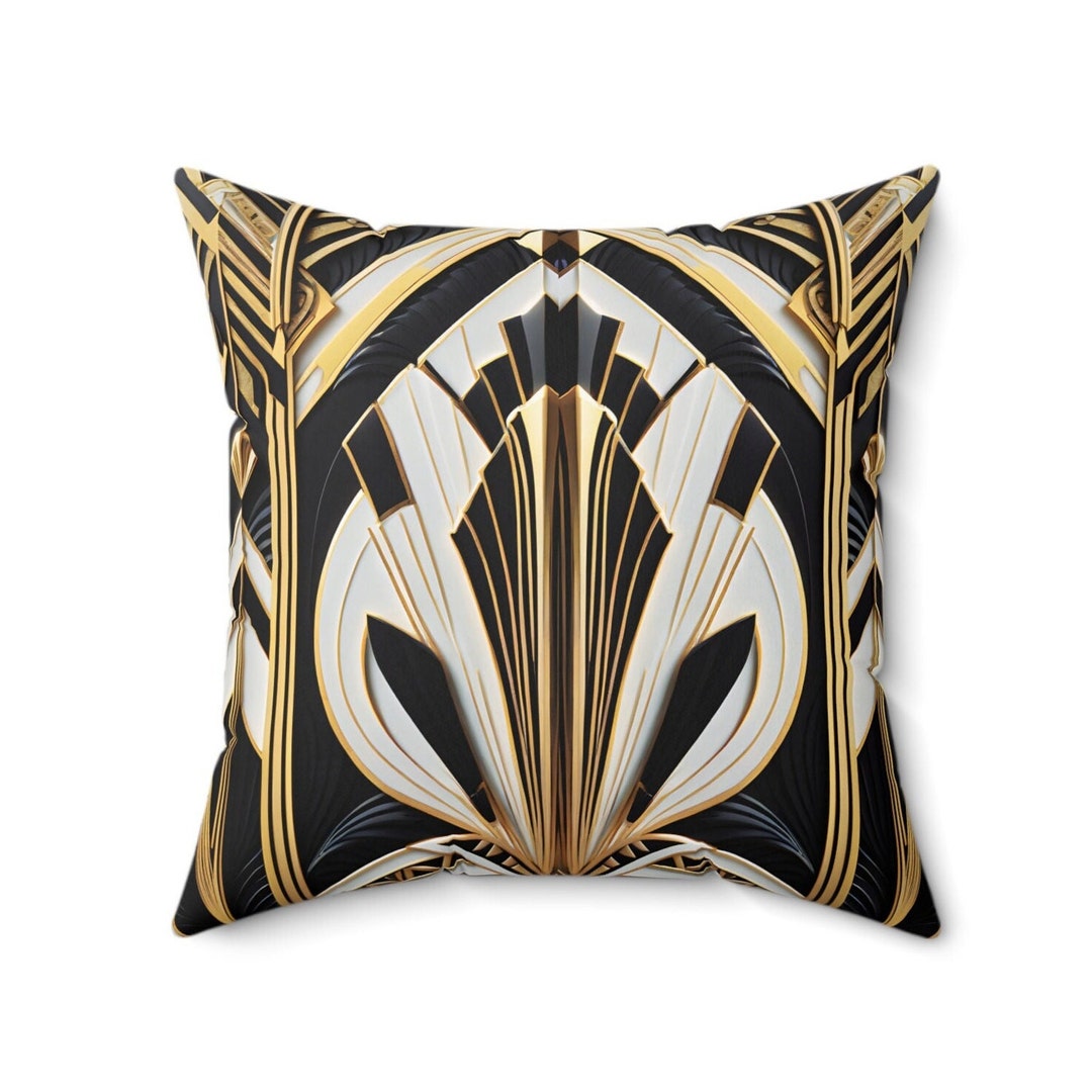 Photo inspiration: Picture Idea: Black White Gold Art Deco Throw Pillow Abstract Modern Faux