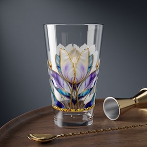 Gatsby Art Deco Glass Hollywood Style Drinking Glass Spring Tulip Modern Gold 16oz Glasses Shakers Design Pint Size