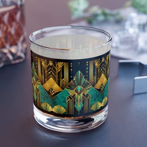 Whisky Rocks Glas Old Hollywood Style 10ozTTeal Gold Art Deco Gatsby Barware Wohnkultur Gold Schwarz Retro Moderne Trinkglas