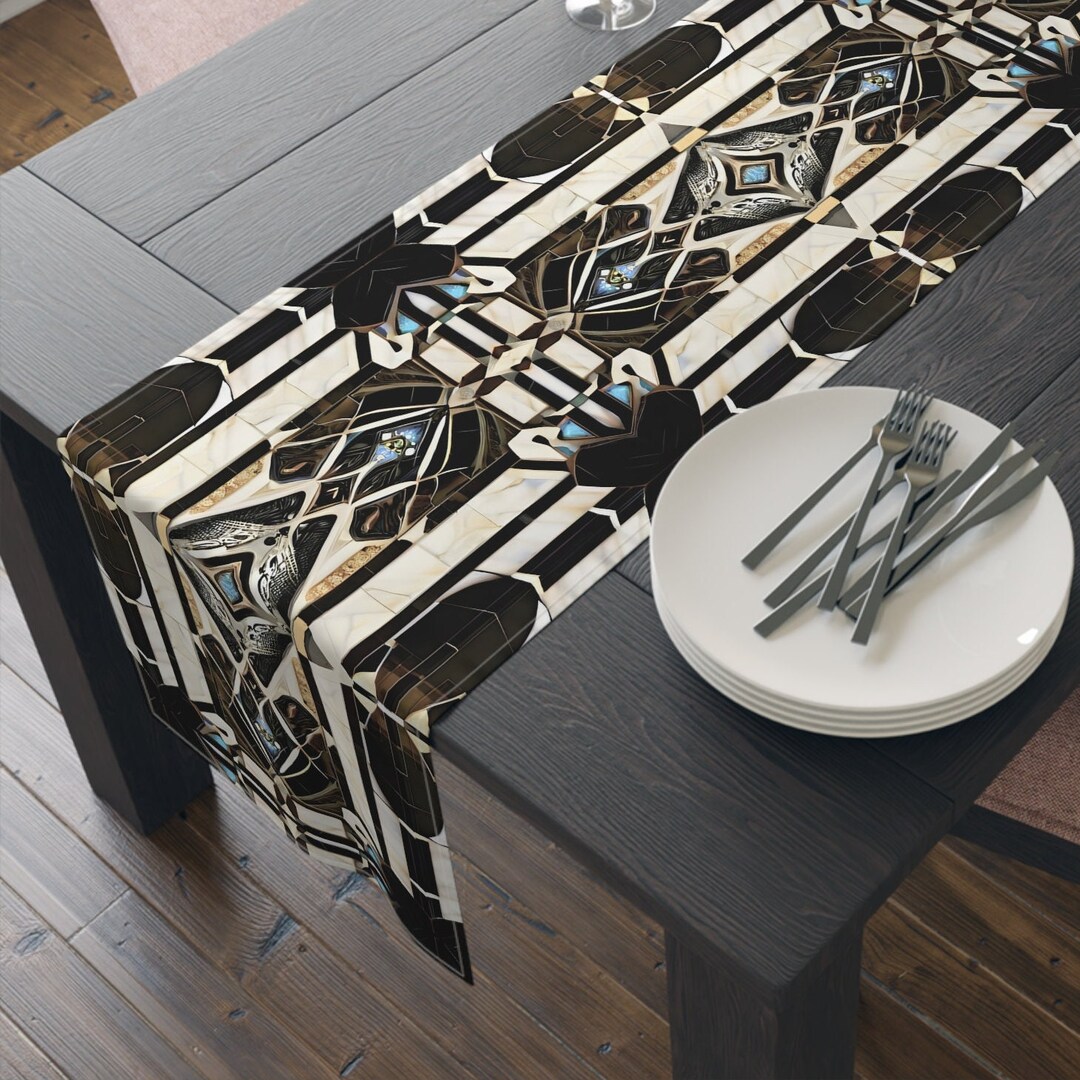 Black Gold Blue Table Runner Gold Black Gatsby Table Cloth Art Deco ...