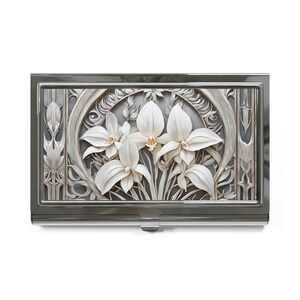 Orchids Business Card Holder Art Nouveau Credit Card Wallet Flowers Business Card Case