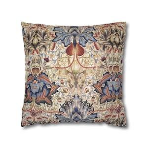 Boho Pillow Cover Pillowcase Flowers William Morris Inspired Tapestry Art Nouveau Throw Pillow Cover Cottagecore  Decor