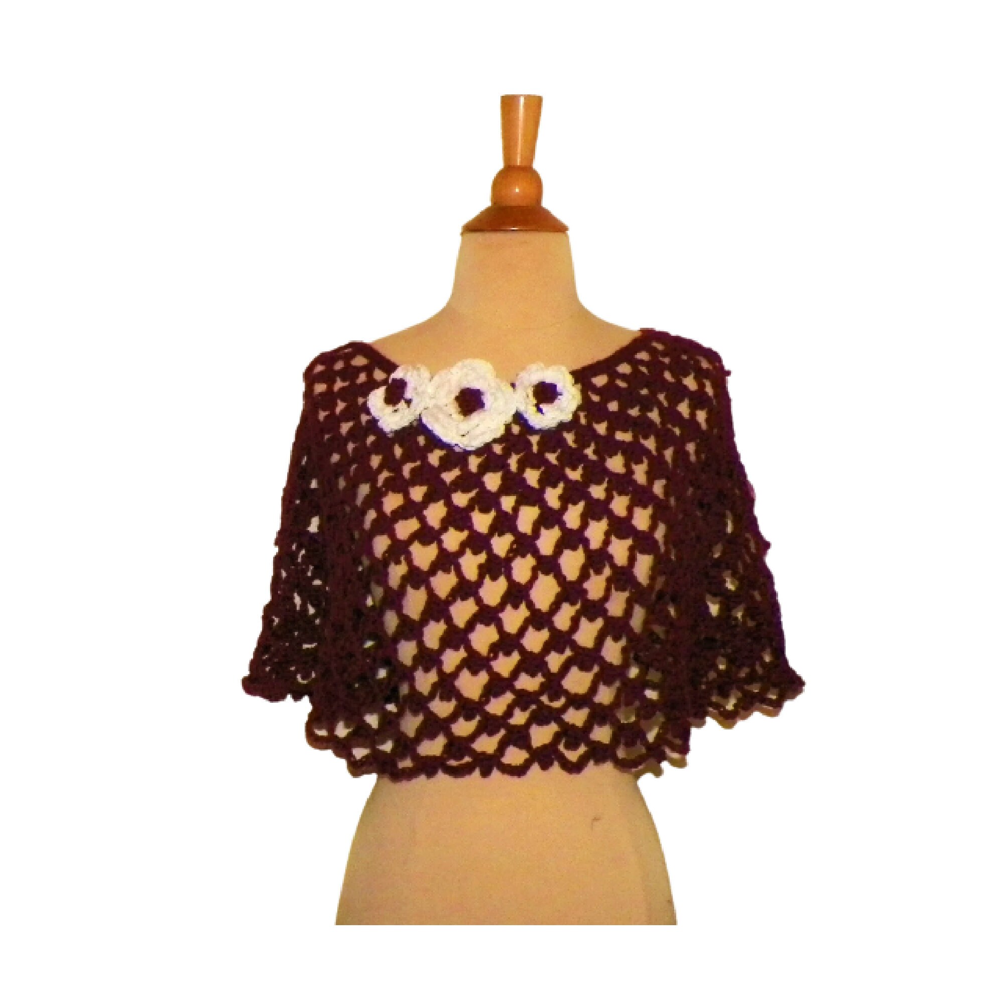 Red Bridal Poncho Summer Caplet Cape Burgundy Shawl Hippie Festival ...