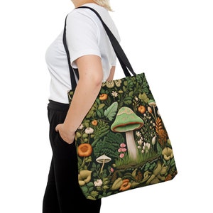 Cottagecore Tapestry Style Tote Bag Mushrrom Forestcore Shoulder Shopping Minamist Bag Gift For Her Cottagecore Design