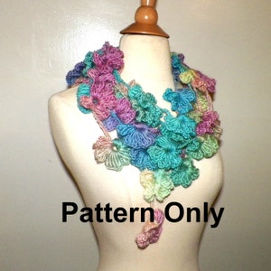 Instant Download Crochet Pattern Flower Skinny Scarf PDF File Necklace Lariat Rose Easy Pattern Tutorial