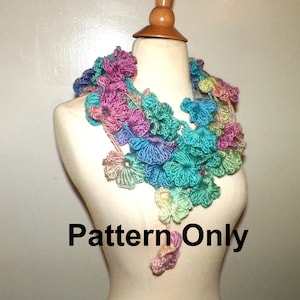 Instant Download Crochet Pattern Flower Skinny Scarf PDF File Necklace Lariat Rose Easy Pattern Tutorial