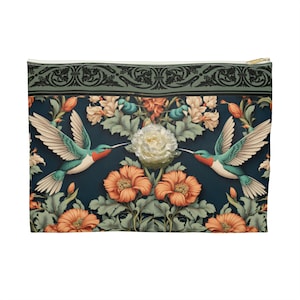 Kosmetyczka inspirowana Williamem Morrisem Akcesorium do kosmetyczki Cottagecore Bird Pouch dekoracyjna torba podróżna Forestcore Design w stylu Art Nouveau