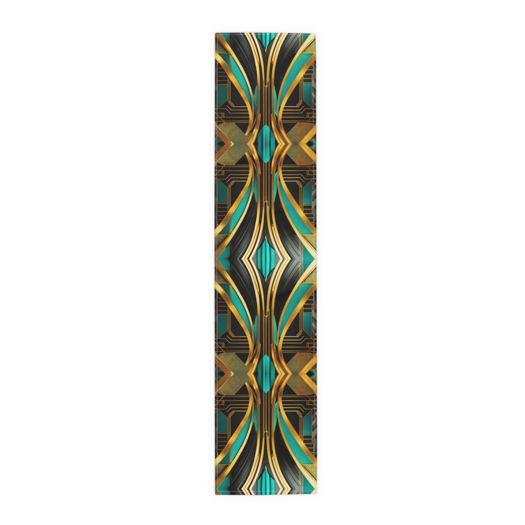Teal Gold Black Art Deco Table Runner Cloth Black Gold Gatsby 1920s ...