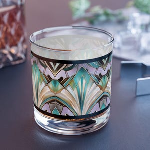 Lavender Rocks Glass Old Hollywood Style 10oz Art Deco Gatsby Barware Home Decor Gold Black Retro Modern Drinking Glass