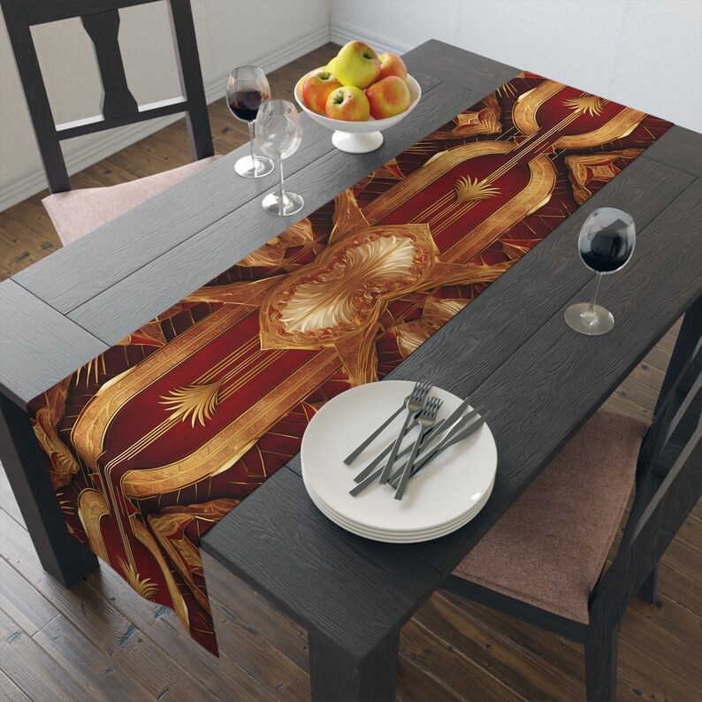 Art Deco Red Gold Table Runner Gatsby Elegant Art Nouveau Decor 1920s ...