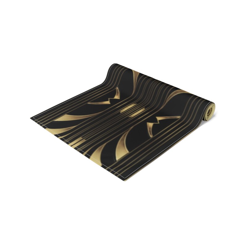 Art Deco Table Runner Cloth Black Gold Gatsby 1920s Style Inspired Home ...