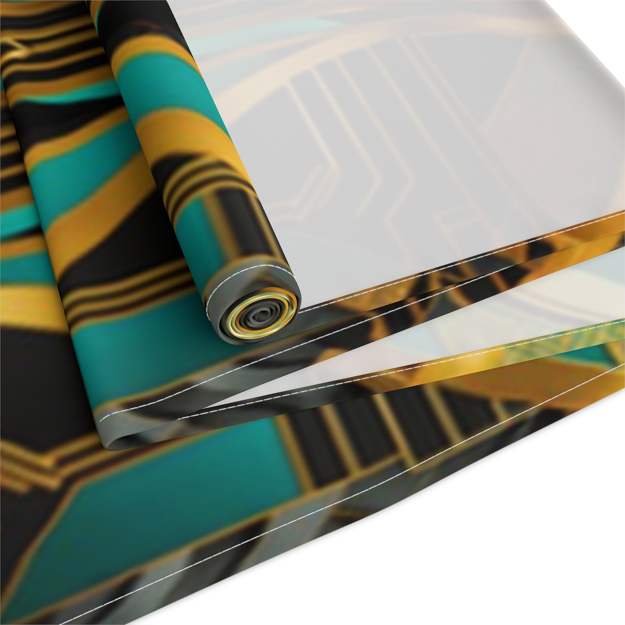 Teal Gold Black Art Deco Table Runner Cloth Black Gold Gatsby 1920s ...