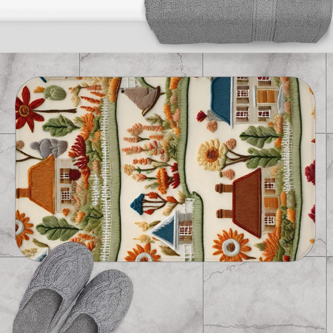 Enchanting Autumn Cottagecore Bath Mat Flower Cottage Garden ...