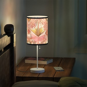 20 Inch Gold Pink Art Deco Table Lamp Bedroom Gastby Style Mid Century Home Bedroom Living Room Deco Geometric Design
