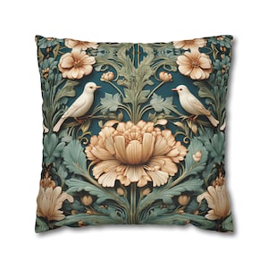 Bird Pillow Cover William Morris Inspired Fall Farmhouse Cottagecore Throw Pillow Case Home Decor Forestcore