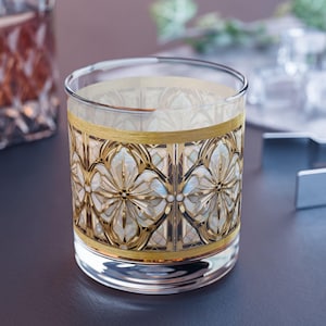 Gold Bar Glass Old Hollywood Style Turquoise Whiskey Rocks Glass 10oz Art Deco Gatsby Barware Home Decor Retro Modern Drinking Glass