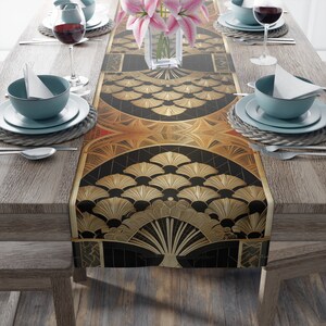 Autumn Gold Black Table Runner Black Gatsby Table Cloth Art Deco 1920s ...