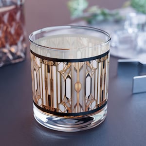 Gatsby Gold Rocks Glass Old Hollywood Style 10oz Art Deco Gatsby Barware Home Decor Gold Black Retro Modern Drinking Glass