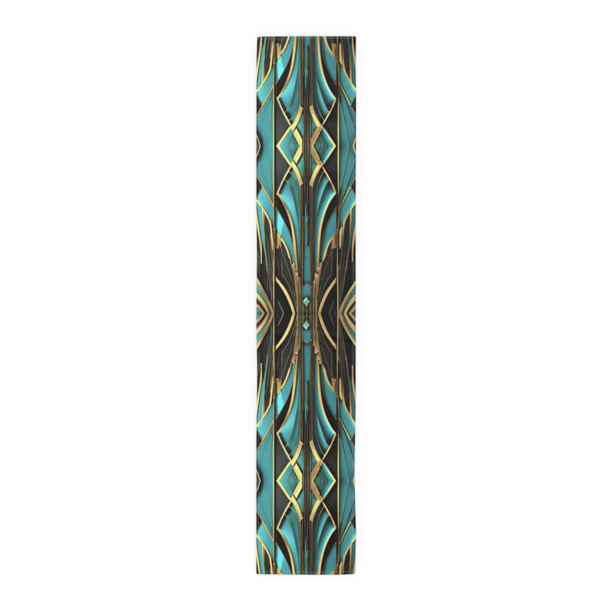 Tourquise Gold Gatsby Table Cloth Runner Art Deco 1920s Style Cloth ...