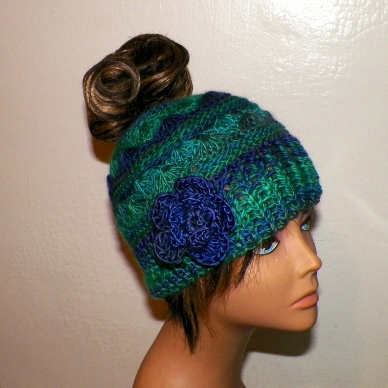 Download Hat Blue Messy Bun Ponytail Beanie Mom Life Hair Crochet ...