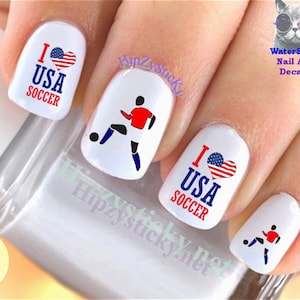 SPORTS Nail Decals &quot;Copa America I Love USA Soccer&quot; Nail Art Set#322 Waterslide Nail Decals Transfers Stickers Manicure Nail Accessories