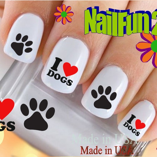 Dog Paw Prints Nail Art Decals Etsy