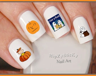 HALLOWEEN Nail Decals Charlie Pumpkin-Head Ghost Trick or Treat Nail Art #731H Waterslide Nail Transfers Stickers Manicure Nail Accessories