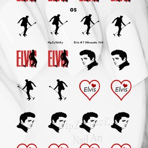 PERSONNAGE Stickers pour ongles Silhouette Elvis I Love 1 coeur rouge Nail Art Set toboggan aquatique transfert d'ongles Stickers DIY manucure accessoires Salon image 6