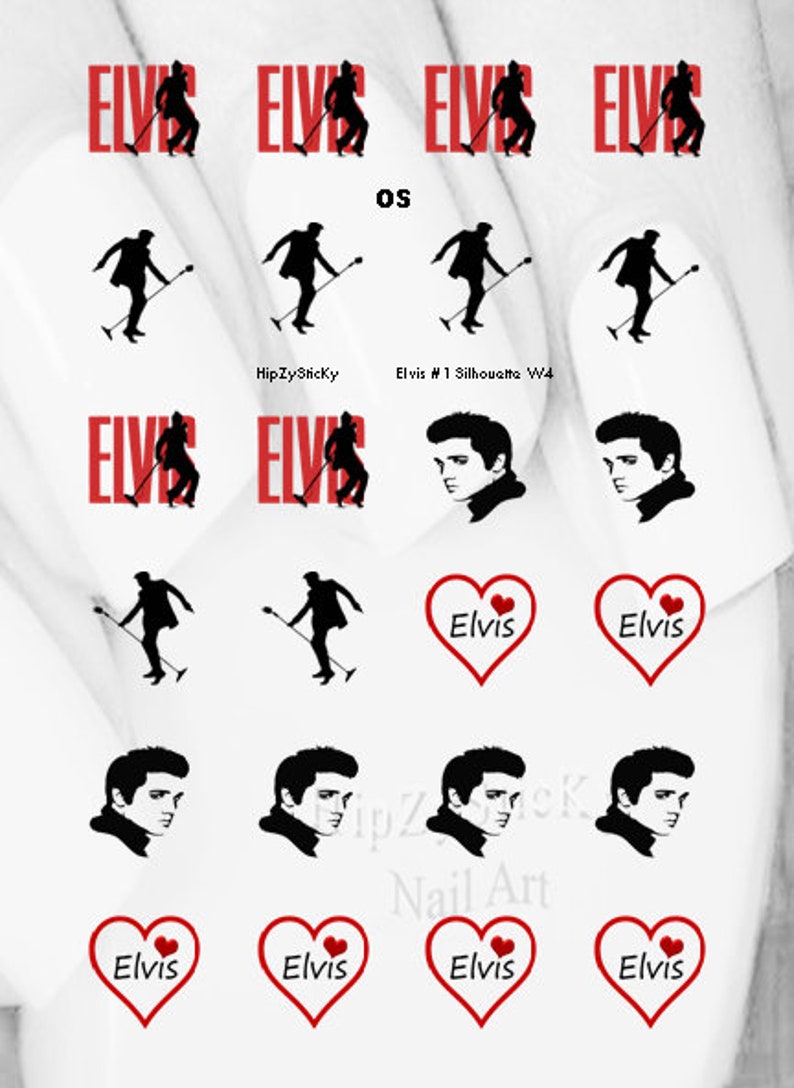 PERSONNAGE Stickers pour ongles Silhouette Elvis I Love 1 coeur rouge Nail Art Set toboggan aquatique transfert d'ongles Stickers DIY manucure accessoires Salon image 6