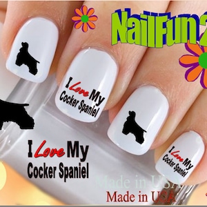 DOG BREED Nail Decals love my Cocker Spaniel Dog 2 Nail Art Set124 WaterSlide Nail Decals Transfers Stickers Manicure Nail Accessories image 1