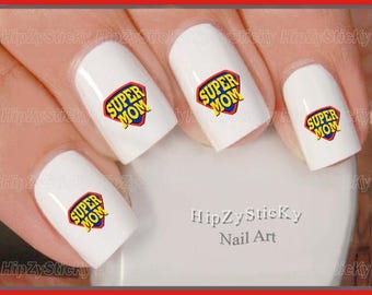 Calcomanía de uñas IMAGE "Super MOM" Set de arte de uñas Calcomanías al agua para uñas Transferencias Pegatinas Manicura DIY Accesorios de uñas