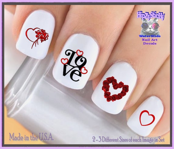 Heart Nail Stickers - 6 Sheets Hearts Nail Decals for Women - 3D Self  Adhesive Heart Nail Art Stickers - Black Red Heart Love Angel Cupid Nail  Designs