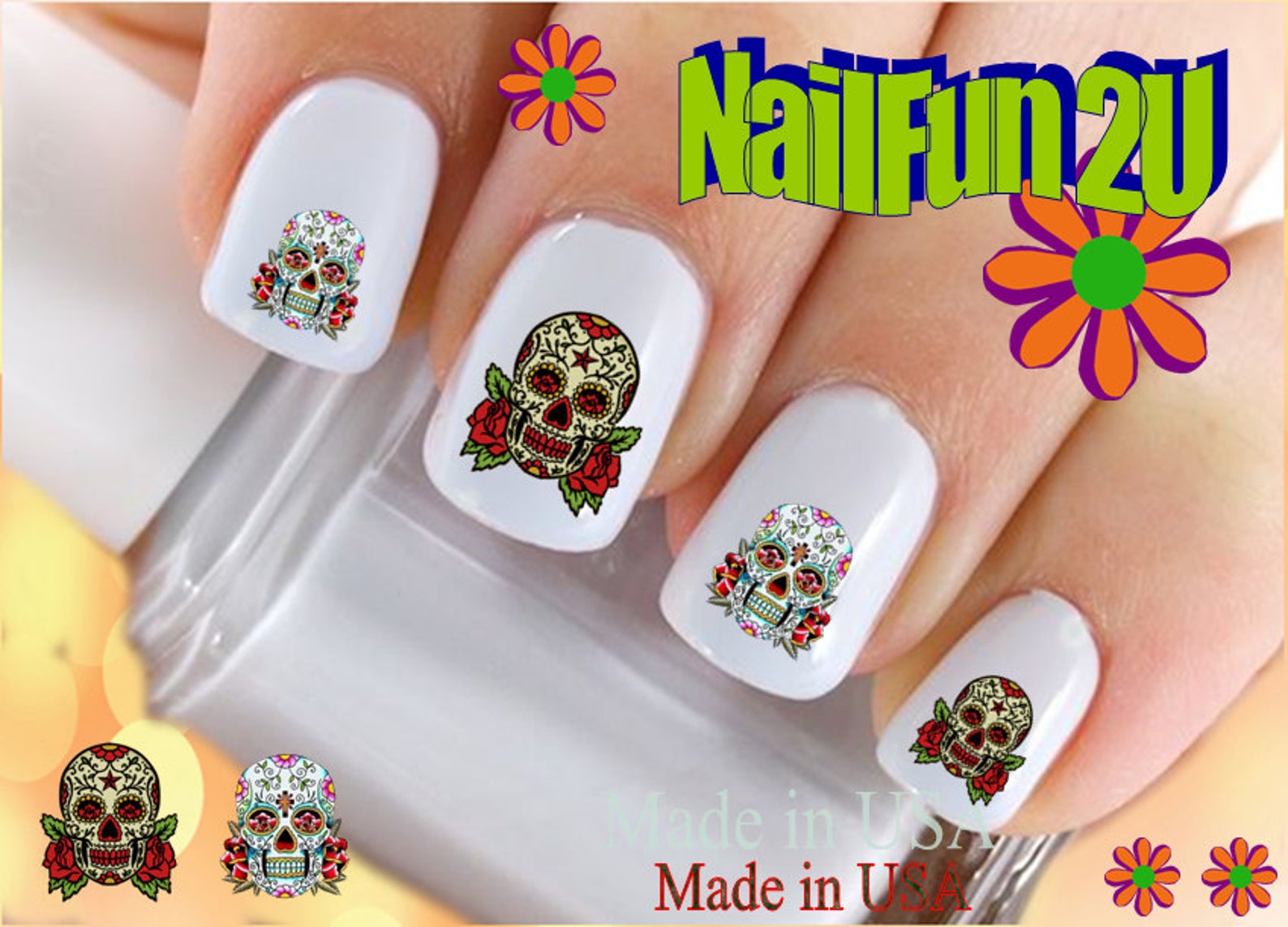 Day of the Dead Nail Decals - wide 1