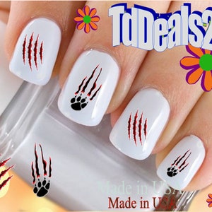 ANIMALS Nail Decals &quot;Claw Marks Animal Paw&quot; Nail Art Set#216 Waterslide Nail Decals Transfers Stickers Manicure Nail Accessories Salon