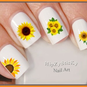 IMAGE Nail Decal &quot;Flower Yellow Sunflower&quot; Nail Art Set Waterslide Nail Decals Transfers Stickers Manicure Nail Accessories