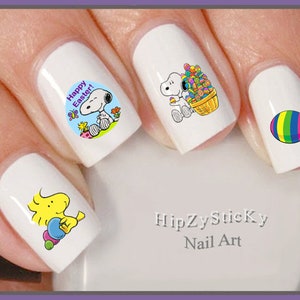 Adesivos de unha HOLIDAY &quot;Feliz Páscoa, cachorro fofo, ovos de Páscoa&quot; Conjunto de arte para unhas Adesivo de transferência de unha em toboágua Acessórios para unhas faça você mesmo para manicure