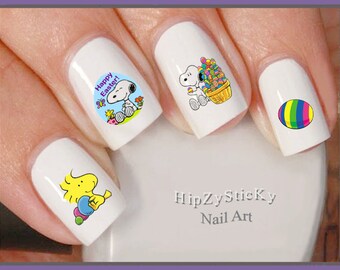 HOLIDAY Nail Decals Boy Girl Bunnies Happy Easter Bunny Tails