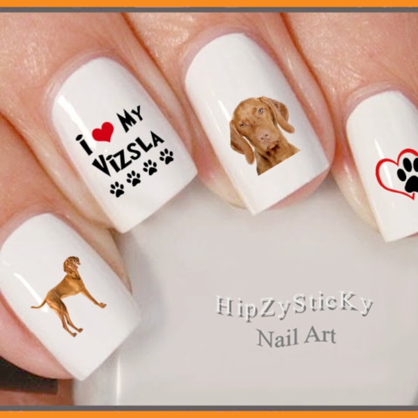 DOG BREED Nail Decals "I Love my Vizsla Dog" Nail Art Set Waterslide Nail Decals Transfers Stickers Manicure Nail Accessories Salon