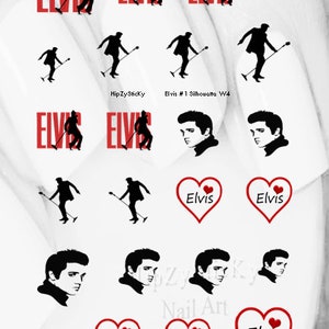 PERSONNAGE Stickers pour ongles Silhouette Elvis I Love 1 coeur rouge Nail Art Set toboggan aquatique transfert d'ongles Stickers DIY manucure accessoires Salon image 4