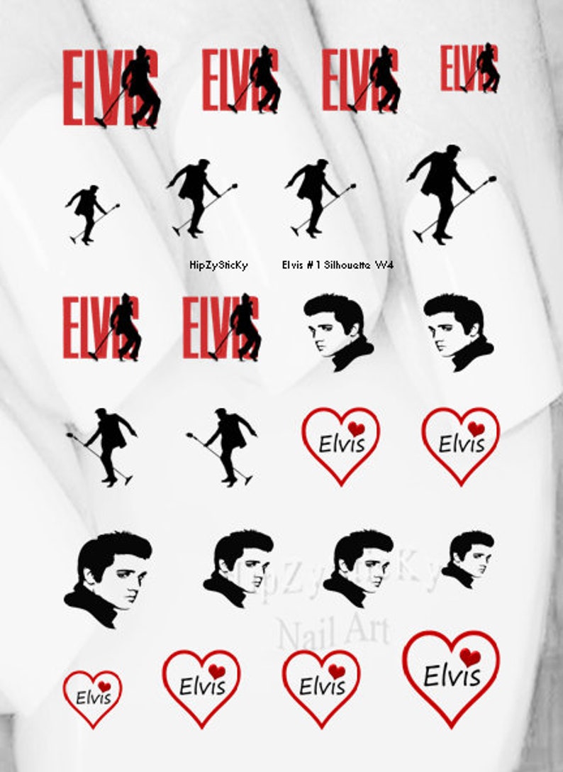 PERSONNAGE Stickers pour ongles Silhouette Elvis I Love 1 coeur rouge Nail Art Set toboggan aquatique transfert d'ongles Stickers DIY manucure accessoires Salon image 4