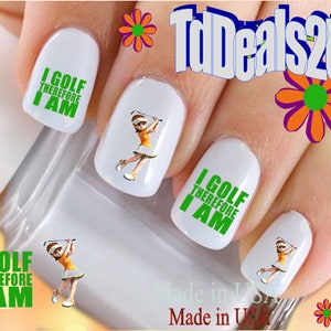 SPORTS Nail Decals &quot;Golf I AM Sport Club Swing&quot; Nail Art Set#306 WaterSlide Nail Decals Transfers Stickers Manicure Nail Accessories Salon