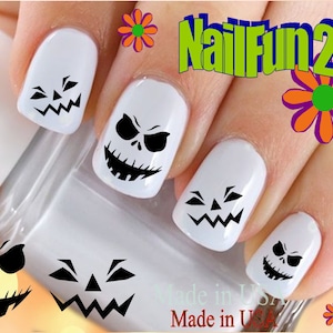 HALLOWEEN Nail Decals &quot;Scary Pumpkin Face #1 Ghost&quot; Nail Art Set#748H Waterslide Nail Decals Transfers Stickers Manicure Nail Accessories