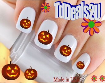 ハロウィン ネイルデカール「ハロウィン ジャック・オー・ランタン #1 オレンジ」ネイルアートセット#736H ウォータースライドネイルデカール転写ステッカーマニキュアアクセサリー